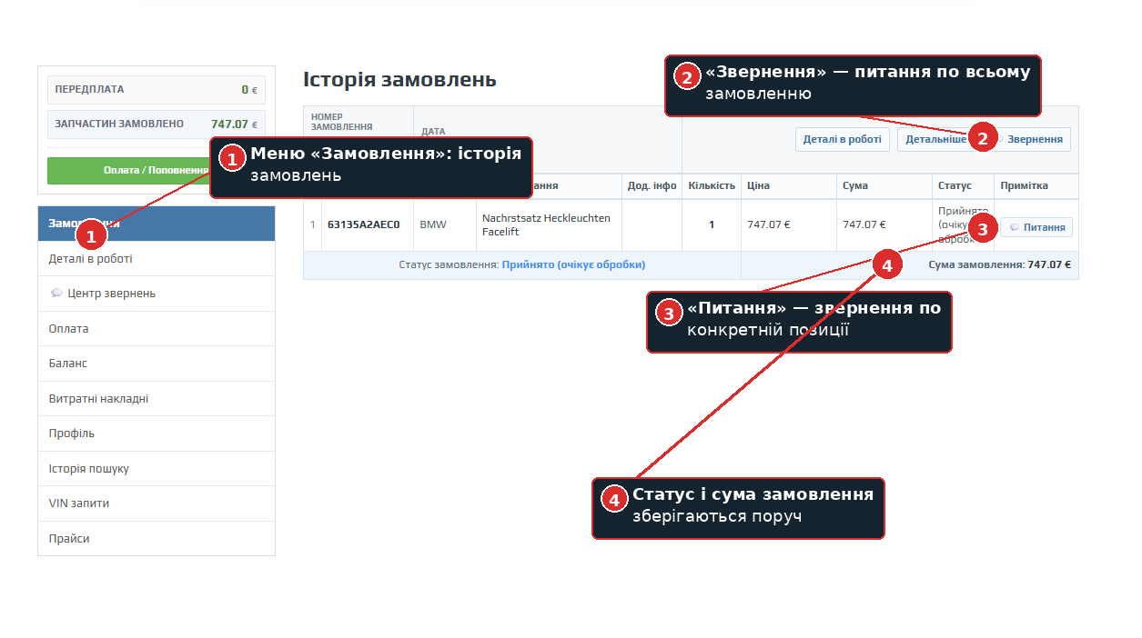 Як створити звернення по замовленню або позиції